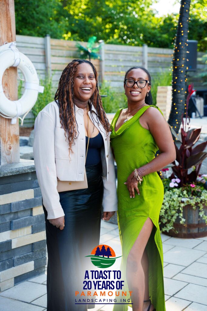 Dana Chisholm with her longtime friend and colleague Shenelle at Paramount Landscaping’s 20th Anniversary Celebration.