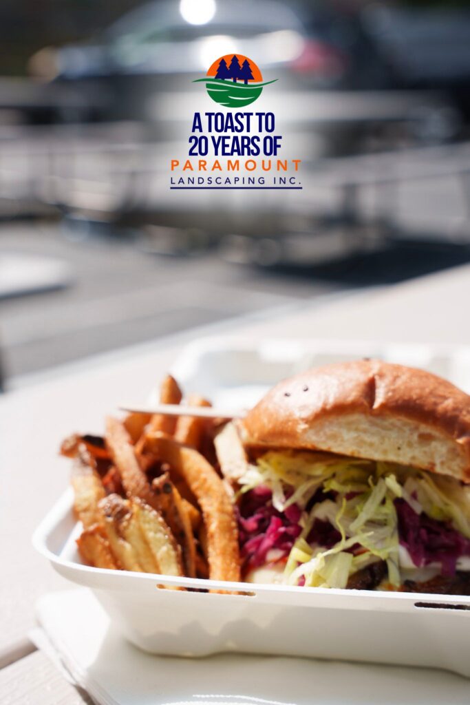Close-up of gourmet sandwiches served by the Johnny Blonde Food Truck at Paramount Landscaping’s 20th Anniversary event.