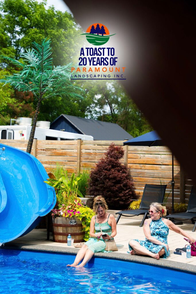 Laurel Steel team enjoying the pool area at Paramount’s anniversary event